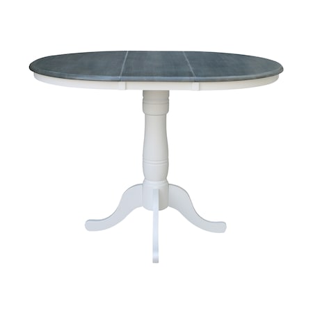 International Concepts Round 36 in Rd Top Ped Table, 12 in Leaf, Bar Ht, White/Heather Gray, 36 W, 48 L, 41.3 in H, Wood K05-36RXT-6B-2